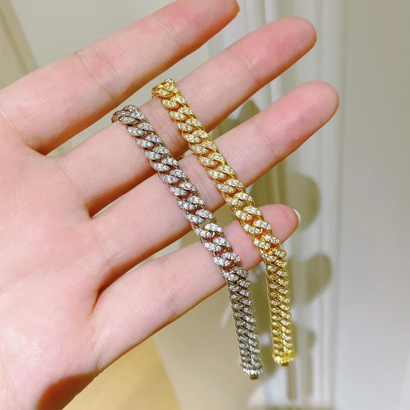 誕生石ジュエリー 贅沢輝きキューバンブレスレット